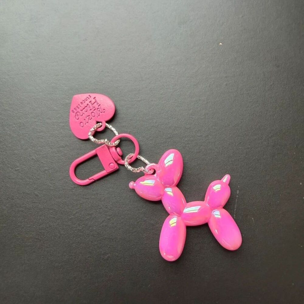 Mozto Hiano Since 1988 Pink Holographic Balloon Dog Keychain
